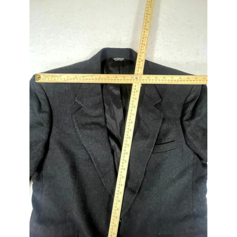 Vintage Bill Blass Blazer Jacket Mens Black Camel Hair Sport Coat Notch‎ Lapel